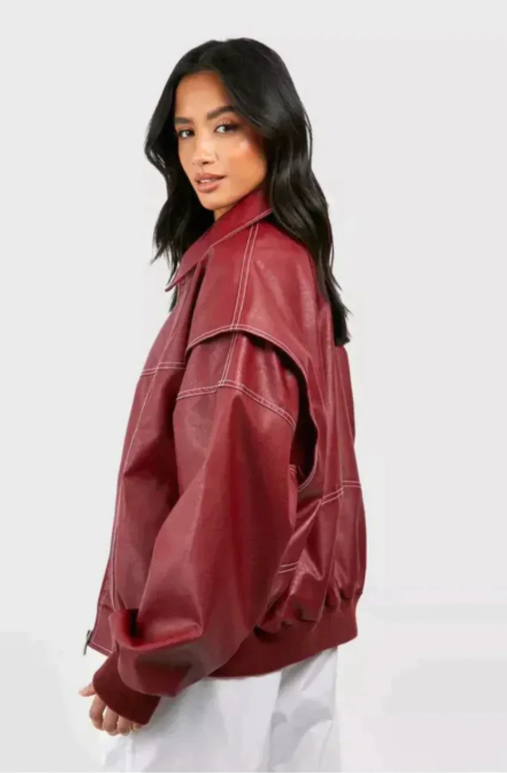 Faye | Oversized PU Leather Jacket