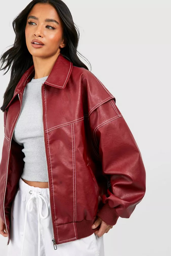 Faye | Oversized PU Leather Jacket